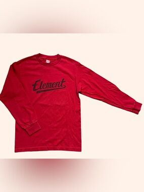Y2K Element Red Long Sleeve Logo Tee Size M Skate Streetwear